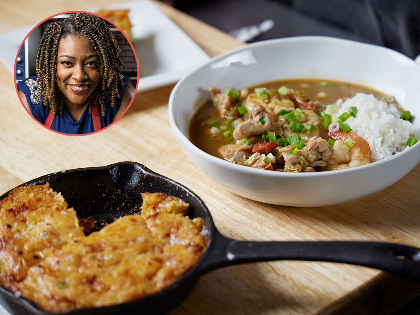 Chef Tiffany Derry's Seafood Gumbo & Cast Iron Cornbread