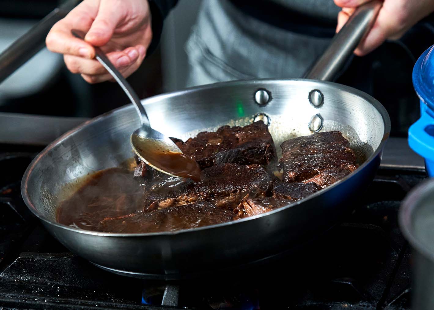 Short ribs being cooked